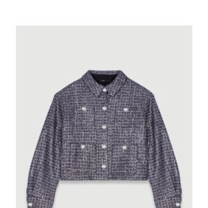 Maje Black and Gray Tweed Blazer